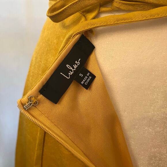 Lulus In Love Forever Maxi Dress Small Mustard Yellow Satin Formal Wedding Guest - Picture 10 of 15